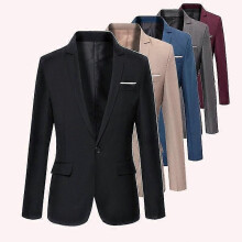 (S-Azul Marino) Chaqueta de traje informal para hombre, corte ajustado, estilo blazer informal de negocios
