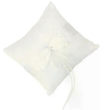 (Ivory) Ivory Wedding Ring Pillow 10x10cm Bridal Decor Ring Bearer Pillow Satin Ribbon Pearl Flower Ceremony