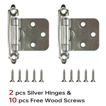 (M00128-A Nickel 2PS) Decorative Metal Self Closing Cabinet Hinges for Wood Kitchen Furniture 1/2 Overlay Face Frame Cupboard