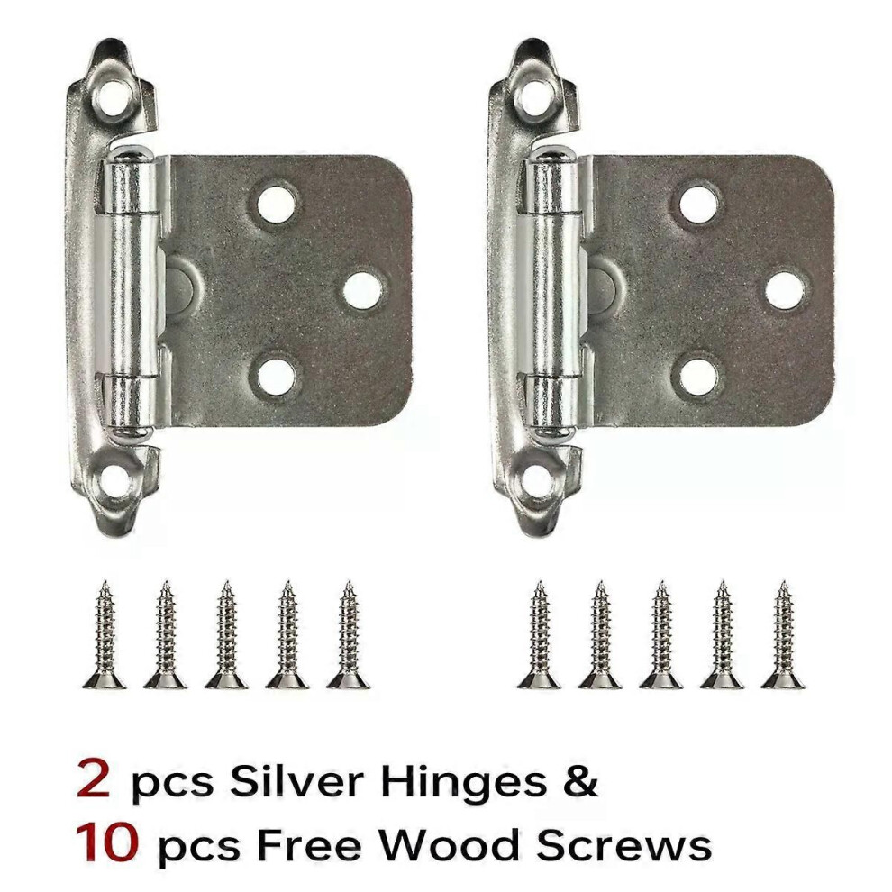 (M00128-A Nickel 2Ps) Decorative Metal Self Closing Cabinet Hinges For Wood Kitchen Furniture 1/2 Overlay Face Frame Cupboard 9013291353862