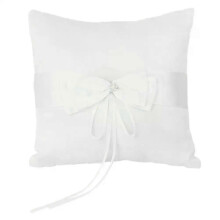 (White) Ivory Wedding Ring Pillow 10x10cm Bridal Decor Ring Bearer Pillow Satin Ribbon Pearl Flower Ceremony
