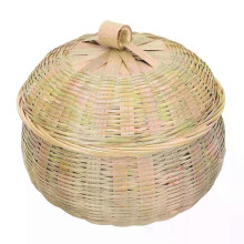 (19x15.5cm) Basket Storage Woven Baskets Egg Lid Rattan Wicker Bamboo Fruit Picnic Bread Seagrass Round Tray Lids