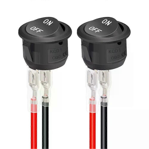 (1) 2Pcs 20mm Car Round Rocker Switch ON Off 12 Volt Toggle Switch 12V ...