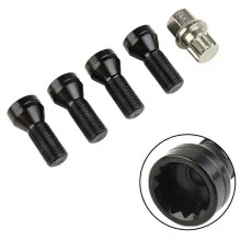 (M14x1.25 A) 4 tornillos antirrobo M14x1.25 de acero aleado para llantas, compatibles con BMW MINI R50.