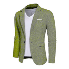 (M-Verde) Blazers de lino casuales para hombre, chaquetas de traje de un botón, corte ajustado