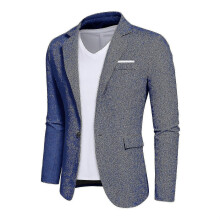 (M, Navy Blue) Mens Casual Linen Blazers One Button Slim Fit Suit Jackets