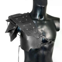 (Svart) Ny Vuxen Medeltida Romersk Gladiator Läder Axelrustning Vic Riddare Krigare Pauldrons LARP Cosplay