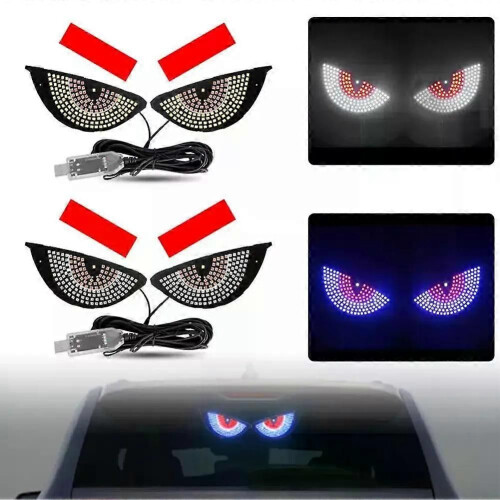 (B) 1 Set Car Devil Eyes Light Modification Eye Animation Led Display Decor Pixel Panel Window Trim Lamp 1