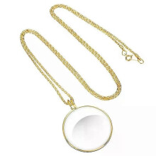 (gold) Portable Pocket Magnifying Glass Pendant Necklace 5X Magnification Alloy Material Mini Magnifiers for