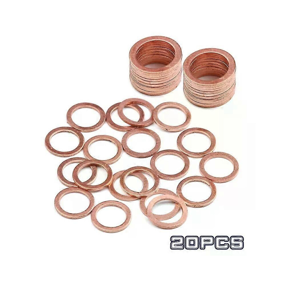 (20Pcs) 10/20/50Pcs Solid Copper Washer Flat Ring Gasket Sump Plug Oil Seal Fittings 10X14x1mm Washers Fastener 9013291358959