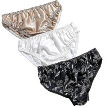 (L-3 Color-D) Braguitas de seda Mulberry para mujer, bikini sexy, shorts de playa de satén, paquete