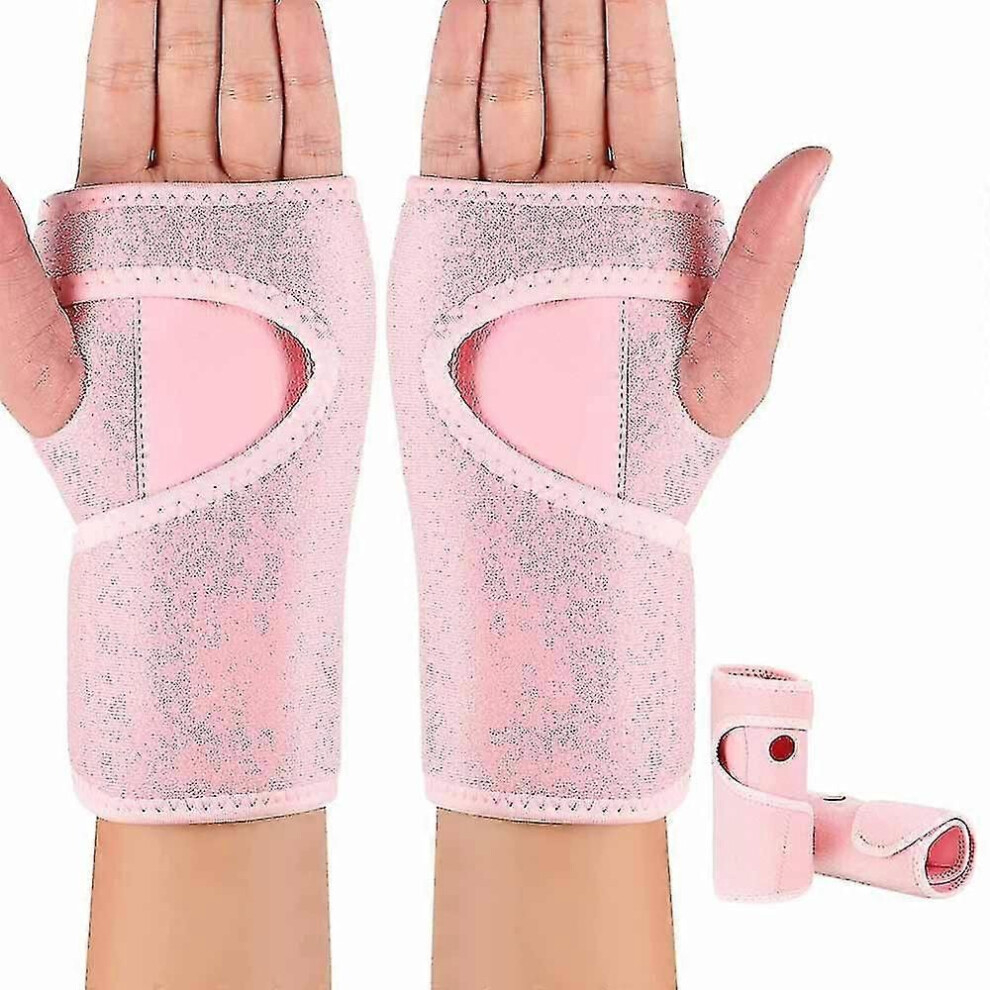 (Pink) Brace Wrist Splint Stabilizer Cushioned To Help With Carpal Tunnel And Wrist Pain Relief Pink