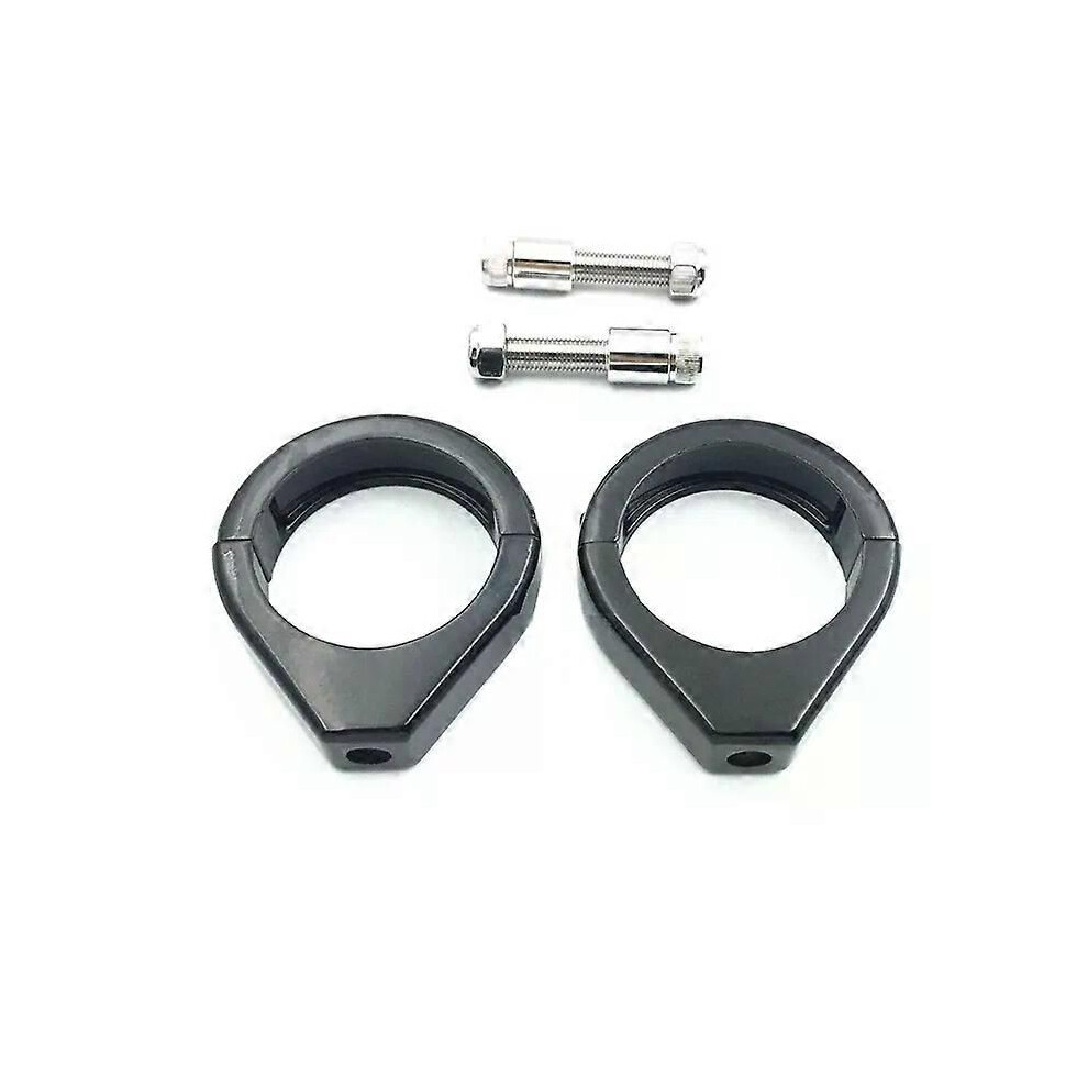 (Black) 2Pcs 49Mm Motorcycle Turn Signal Bracket Front Fork Relocation Clamps Mount Chrome/ For Harley Black 9013291359611