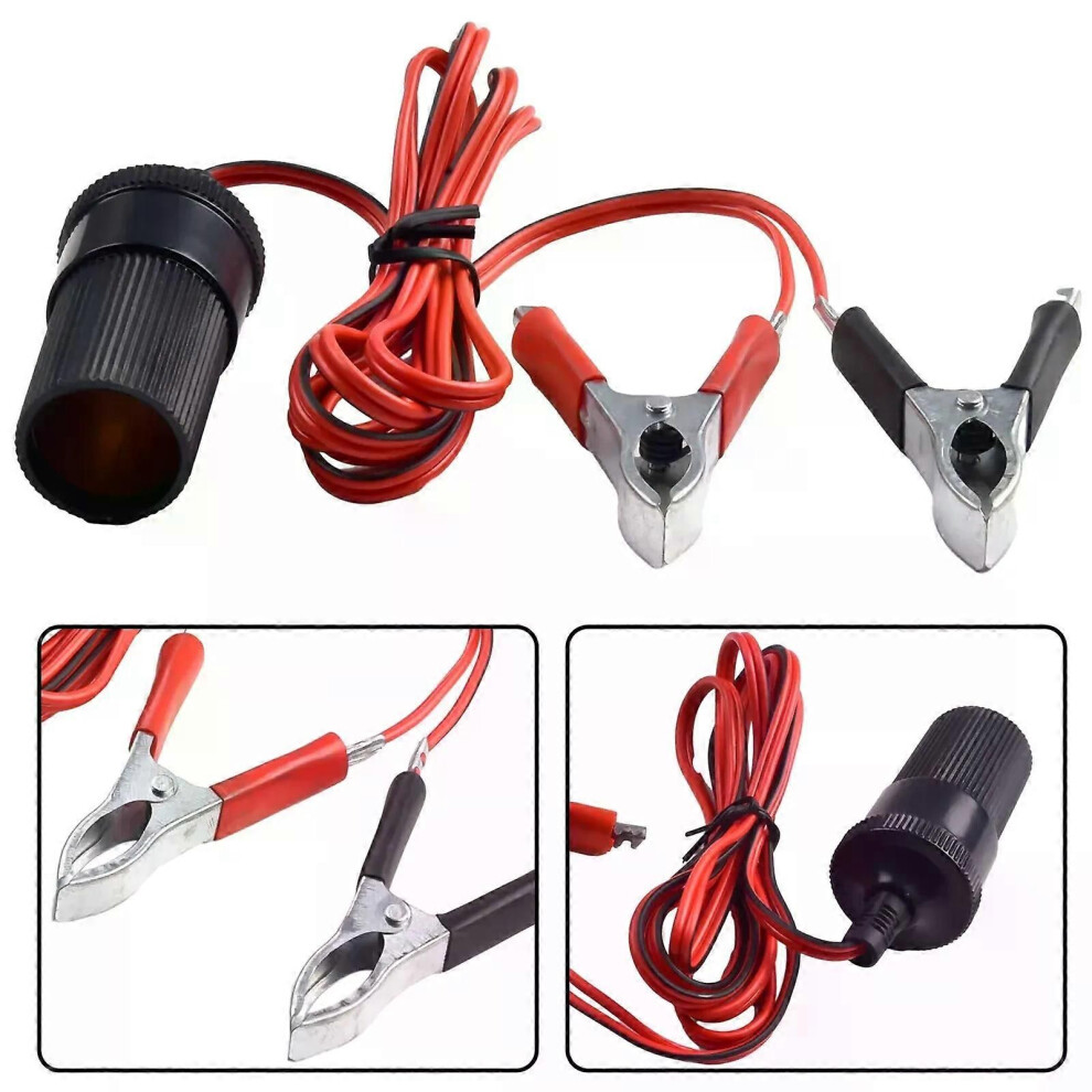 (A) 12V 15A Female Batteries Sockets Plug- Car Battery Terminal Clamp Clips Cigarette Lighter Power Socket 9013291362949