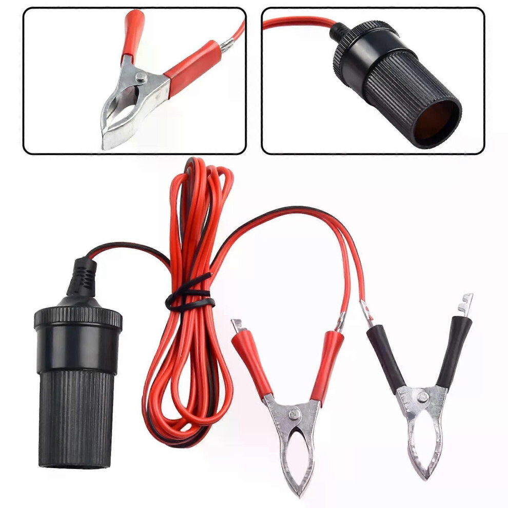 (B) 12V 15A Female Batteries Sockets Plug- Car Battery Terminal Clamp Clips Cigarette Lighter Power Socket 9013291362956