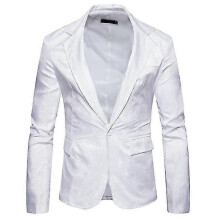 (S, white) Men's Suit Slim Fit Stylish Blazer