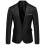 (L, Black) Mens Business Casual One Button Notched Lapel Solid Color Suit Jacket 1