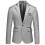 (L, Grey) Mens Business Casual One Button Notched Lapel Solid Color Suit Jacket 1