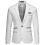 (M, White) Mens Business Casual One Button Notched Lapel Solid Color Suit Jacket 1