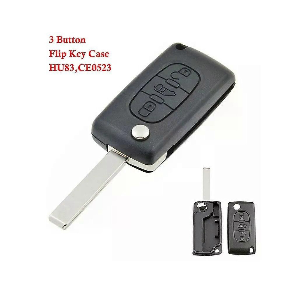 (Hu83) 3 Button Remote Key Fob Case Va2 Ce0536/Hu83 Ce0523 Fit For Peugeot Expert Citroen Dispatch Fiat Black 9013291378612