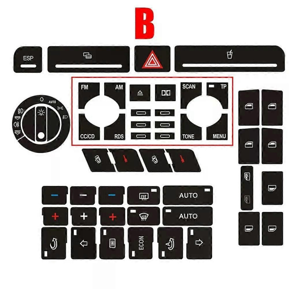 (B) Car Button Repair Sticker For A4 B6 B7 Radio Clima Esp Headlight Adjustment Button Repair Worn Knob 9013291384910