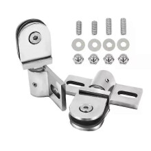 (Stainless steel) 2 pcs Bathroom glass door clip/clamp/hinge Rotating door shaft Zinc alloy and stainless steel no rust