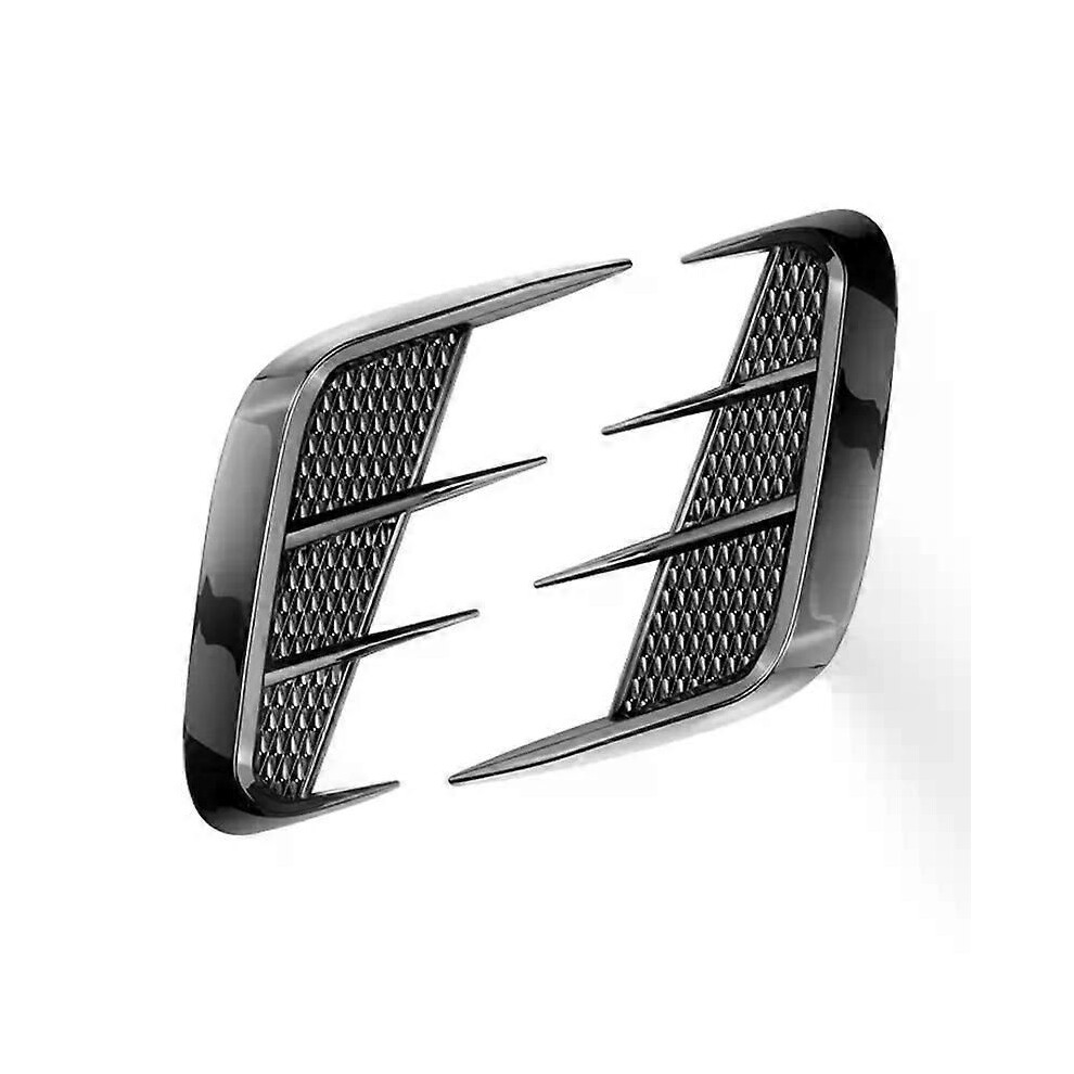 (Black) 1Pair Universal Car Side Fender Vent Wing Trim Cover Stickers /Carbon Fiber Look Parts For Most Black 9013291387461