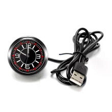 (Modelos USB) Reloj de salpicadero de coche universal luminoso con espejo de cristal, reloj adhesivo