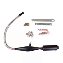 (black) Black Silver Viper Flexible Muffler Pipe For 80cc Bike Gas Engine Motor Parts Motorcycle Exhaust Systems