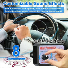 (8 Sound Effects) Car Horn Controller Electric Horn Speaker Sound Control Unit with 12 Sound Effects Switching 12-24V