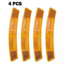 (Amarillo) 4 reflectores de radios para bicicleta de montaña con forma de pez para llantas de acero.