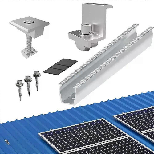 (B) Support de fixation en aluminium pour module de panneau solaire, rail de fixation trapézoïdal pour 1