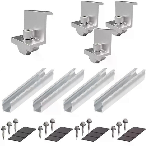 (B) Support de fixation en aluminium pour module de panneau solaire, rail de fixation trapézoïdal pour 2