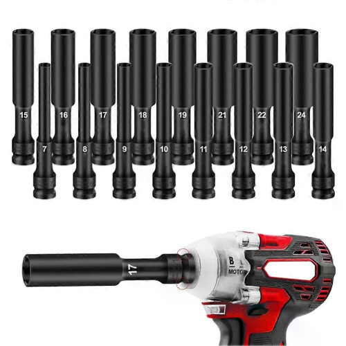 (21mm) 1/2 Inch Drive Deep Impact Hex Socket Extra Deep Bolt Nut Driver Bit 8-24mm Spanner Converter Wrench 1