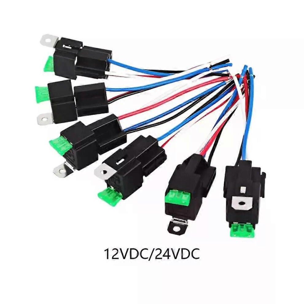 (12Vdc) 6Pcs 5Pin 30A Automotive Fuse Relay Switch Harness Kit With Heavy Duty 14Awg Hot 9013291407848