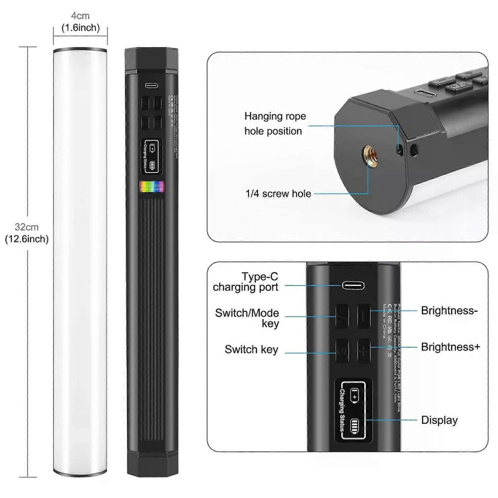 (30Cm) Puluz 17Cm 30Cm Photo Handheld Full Color Rgb Stick Magnetic Led Fill Handheld Wand Light 9013291426061