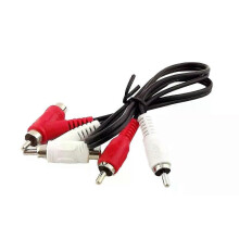 (1,5 m) 1 st RCA stereo ljud piggyback-kabel 2 x RCA phono-hane till 2x RCA hane och hona piggyback-sladd