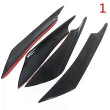 (1Bright black) 4Pcs Carbon Fiber Car Bumper Fin Canard Splitter Diffuser Spoiler Air knife