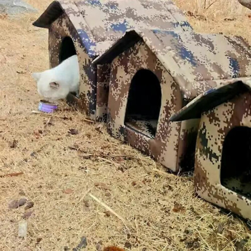 (S) Niche extérieure isolée et résistante aux intempéries pour chats errants 2