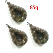 (3 unidades de 85 g) Plomos planos giratorios en forma de pera para pesca de carpa, de 31 a 85 g, recubiertos