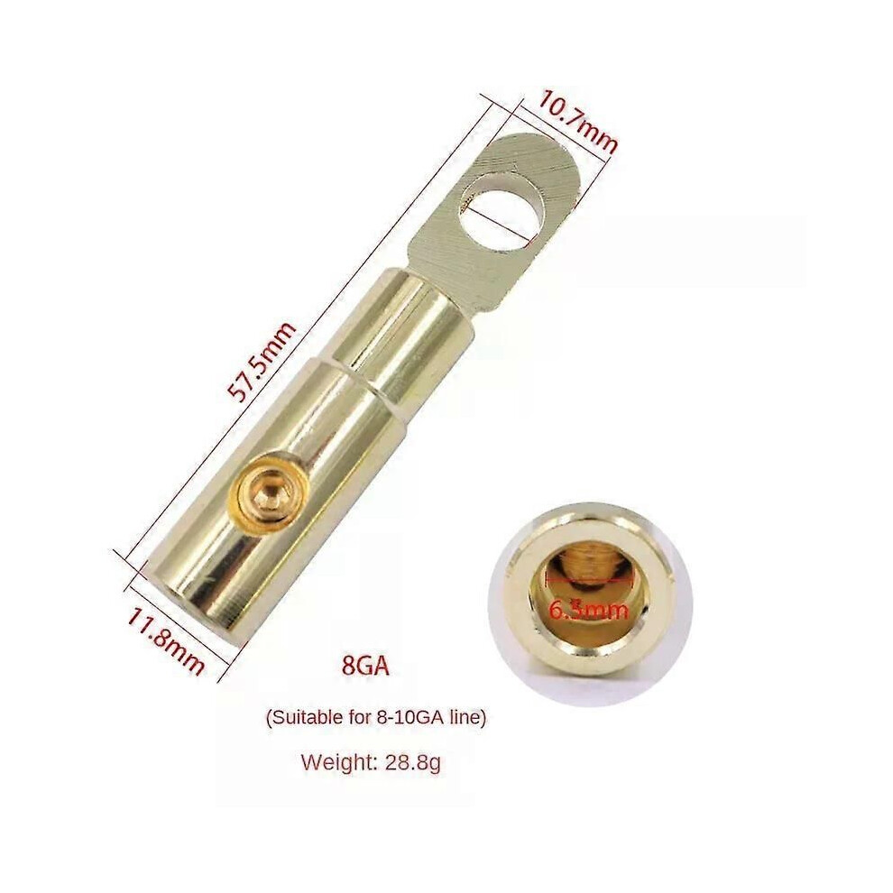 (8Ga) 1Piece Golden Car Audio Power Ground Wire Connectors Car Audio Modified Power Amplifier Pure Copper 9013291410237