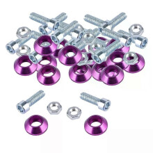 (Purple) 20pcs Aluminum Washers Engine Dress Up Bolts Assortment Kit for Car License Plate Frame Fender Bumper