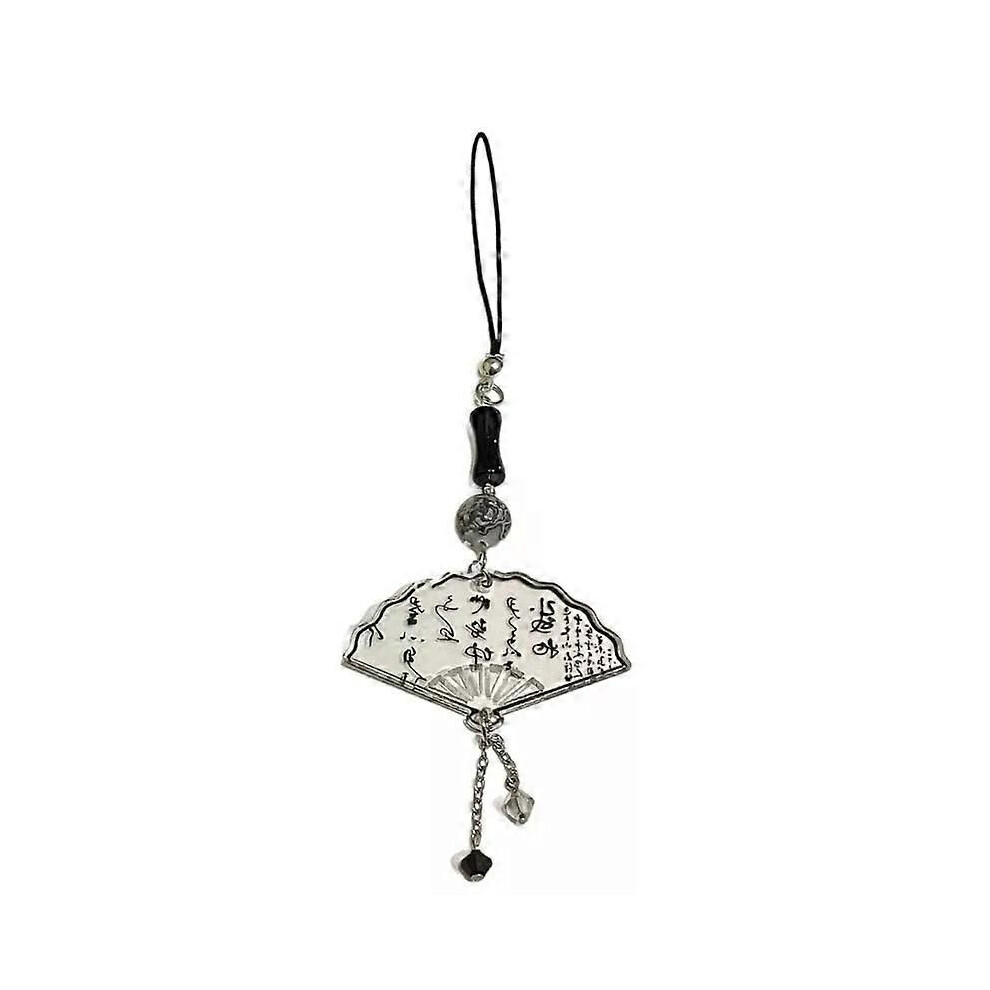 (Fan) Acrylic Chinese Style Butterfly Pendant Phone Charm Diy Handmade Fan Calligraphy Mobile Phone Strap 9013291423183