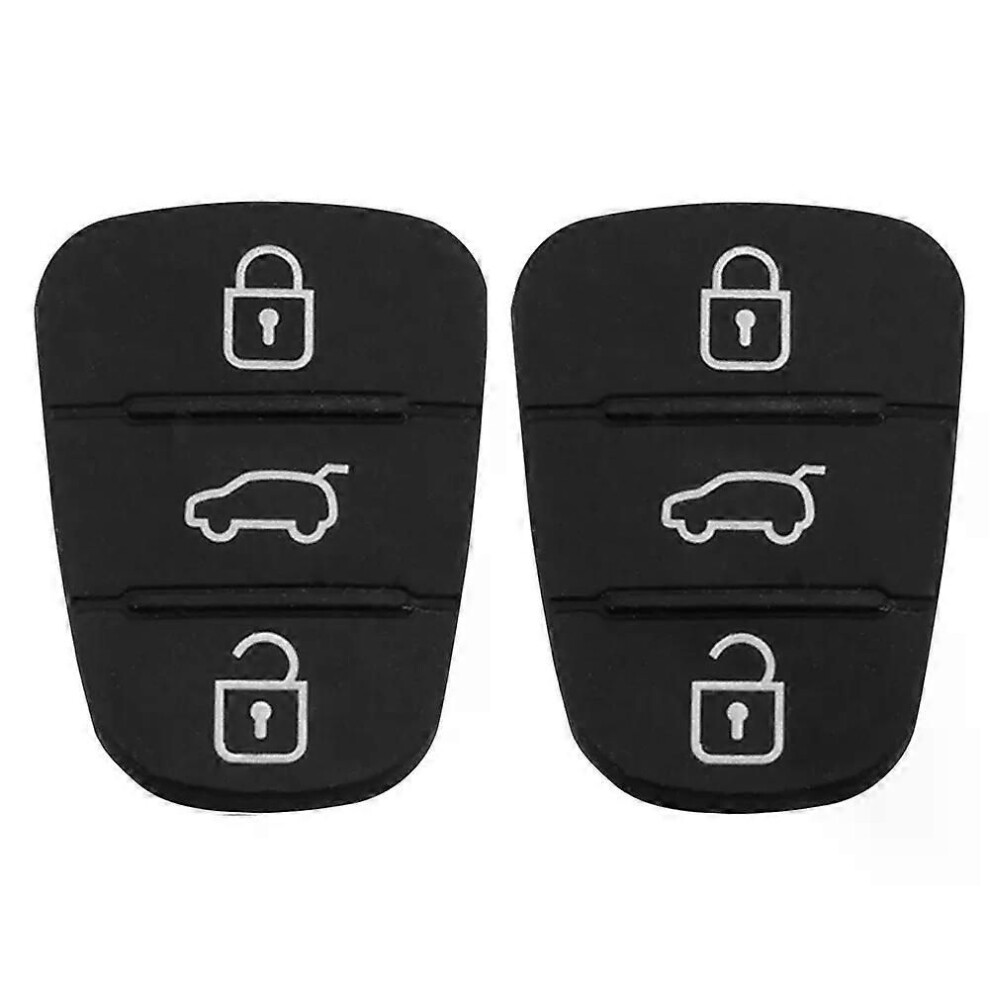 (2Pcs No Letter) Replacement Silicone Rubber Pad 3 Buttons Key Shell For Hyundai Kia Flip Remote Auto Car Key Fob Case 9013291413610