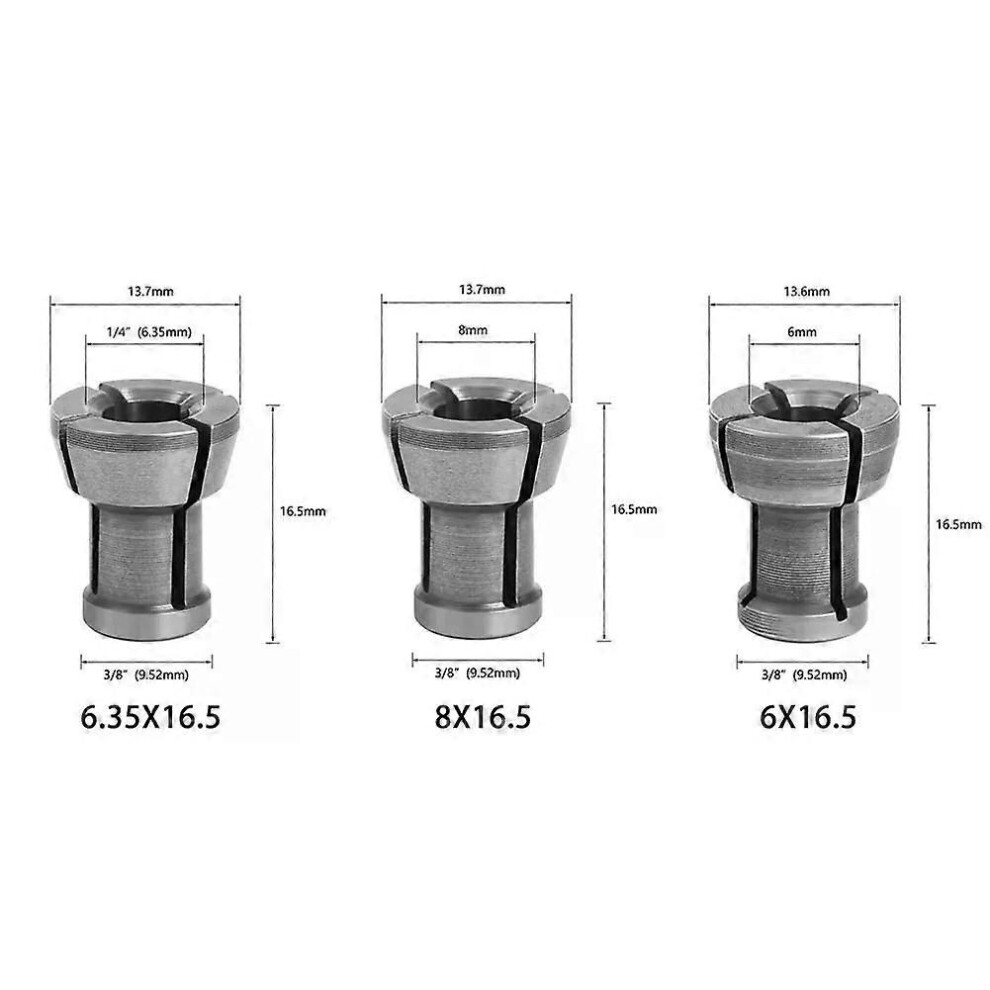 (3Pcs) 3/4Pcs 6/635/8Mm Collet Chuck Adapter With M17 Nut Engraving Trimming Machine Electric Router Milling 9013291410572