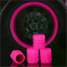 (rosa) 4 st fluorescerande rosa bil motorcykel hjul däck luftventil skaftskydd lysande däckventilhatt