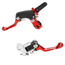 (KL Röd 2-set) CNC Motorcykel Bromskopplingsspak 22mm Styre Universal För Kayo T4 T6 K6 K6R För KTM