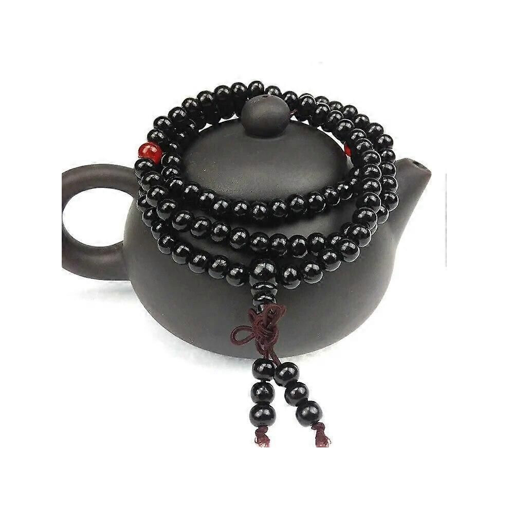 (Black) 6mm Natural Sandalwood Buddhist Buddha Meditation 108 Beads Wood Prayer Bead Mala Bracelet Women Men-image-OPC-PJG5WQV-NEW