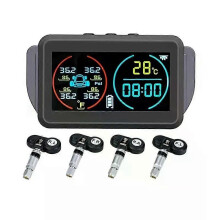 (As Shown Internal) TPMS Car Tire Pressure Monitoring System Alarm Tyre Air Pressure Meter Gauge Temperature Warning 4 Sensors