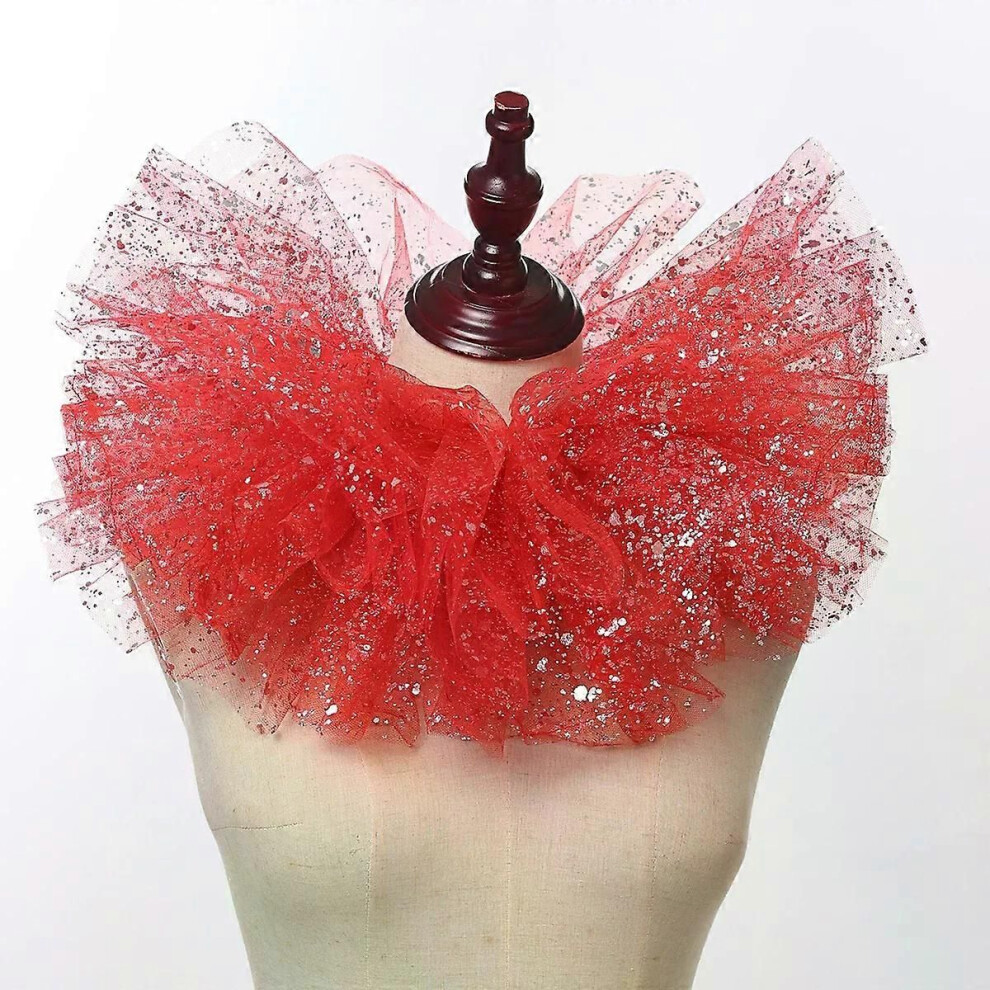 (C) Vintage Neck Ruff Collar Victorian Ruffled Fake Collar Clown Cosplay
